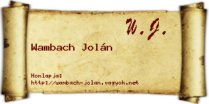 Wambach Jolán névjegykártya