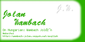 jolan wambach business card
